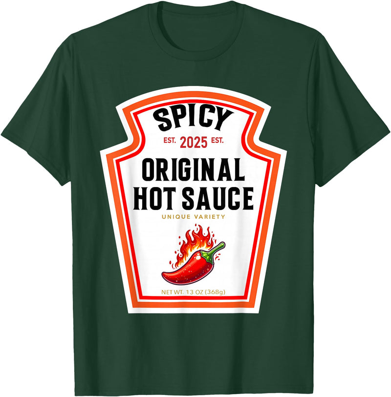 Halloween 2025 Condiments Couples Costume Sauce Spicy Chili Sauce Halloween Costume Family Matching T-Shirt - Dark Green
