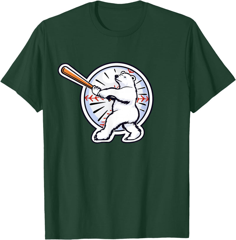 Birdmouse Polar Bear Baseball T-Shirt - Dark Green