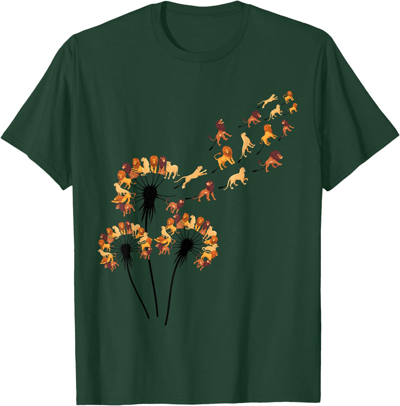 Lion Design Dandelion Lions Stuff for Lion Lover | Lion T-Shirt - Dark Green