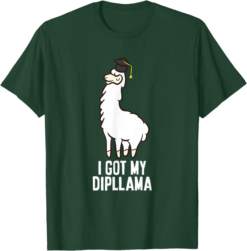 Funny Llamas Gifts LLama Graduation I Got My Dipllama Cute Llama T-Shirt - Dark Green