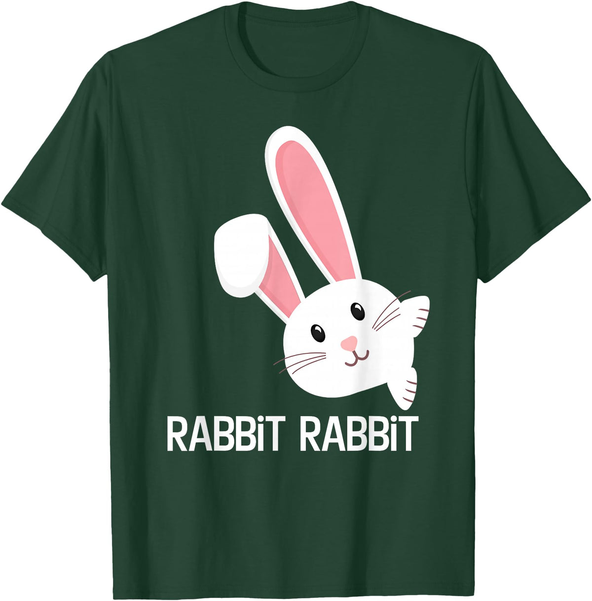 Rabbit First Day of the Month Good Luck Phrase T-Shirt in Dark Green