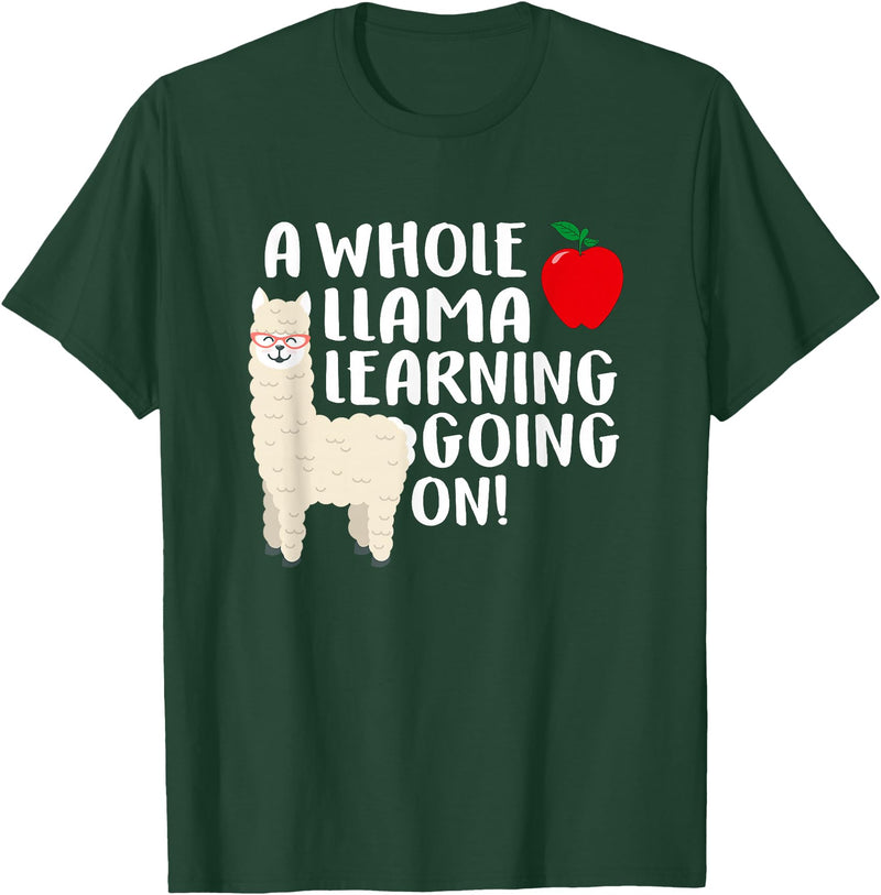 SOMMAS TEACHER A Whole Llama Learning Going on Funny First Grade Teacher T-Shirt - Dark Green