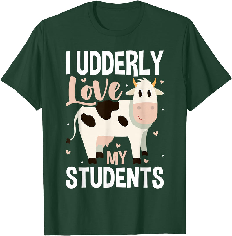 Cow Lover Gift Co. Cow Teacher Lover T-Shirt - Dark Green