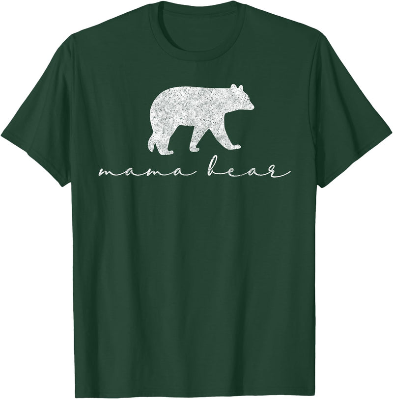 Mama Bear Shirt Cute White T-Shirt - Dark Green