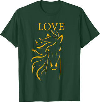 I Love Horses Shirts and Gifts Women and Girls Stylish Love Horse Head T-Shirt - Dark Green