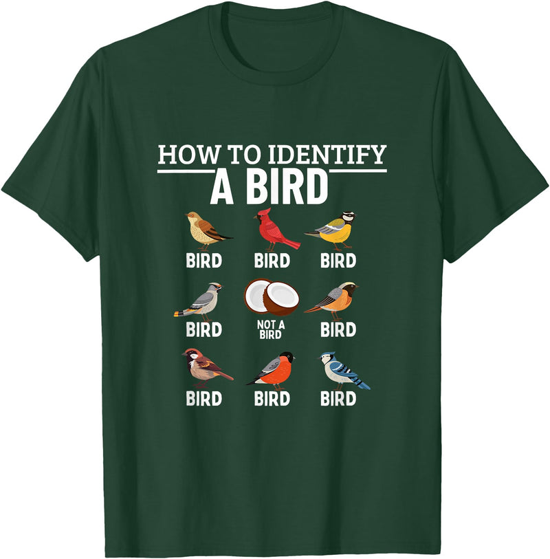 Funny Birding Watch Designs How to Identify A Bird Funny Bird Watching T-Shirt - Dark Green