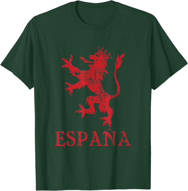 Threadrock Espana Spain Lion Symbol Spanish Spanish Pride T-Shirt - Dark Green