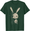 Grunge Bunny Creepy Cute Rabbit Goth Alt Scary Sad Aesthetic T-Shirt in Dark Green