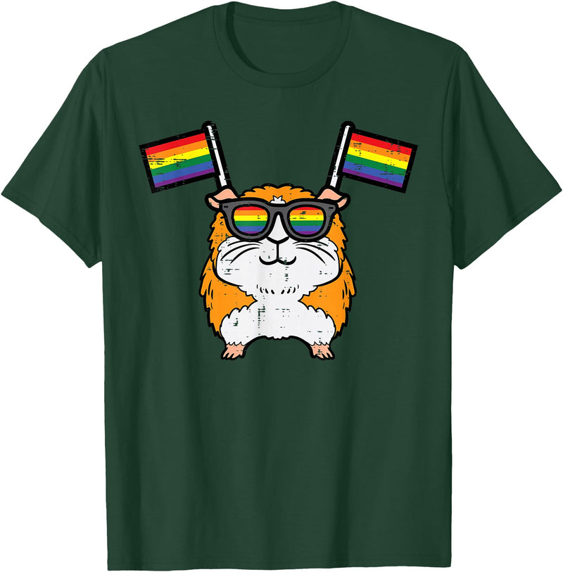 Gay Pride Shirts LGBTQ Ally LGBT Men Women Gift Gay Guinea Pig Rainbow Flag LGBT Pride Month Men Women Kids T-Shirt - Dark Green