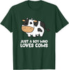 Funny Cow Lover Gifts Just a Boy Who Loves Cows T-Shirt - Dark Green
