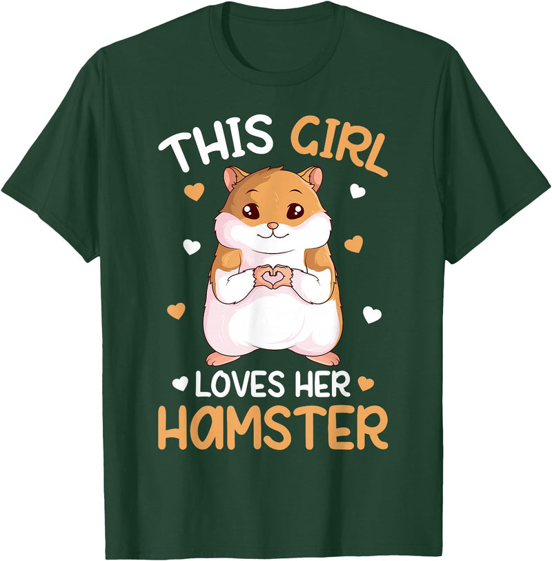 This Girl Loves Her Hamster Hammy Girls Hamster Lover T-Shirt - Dark Green