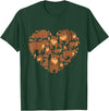 Grizzly Bear lover heart gifts idea Grizzly Bear lover heart bear love camping hiking men women T-Shirt - Dark Green