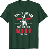 Old Fashioned Joke Teez A Pig A Chicken And A Cow Funny BBQ Joke T-Shirt T-Shirt - Dark Green