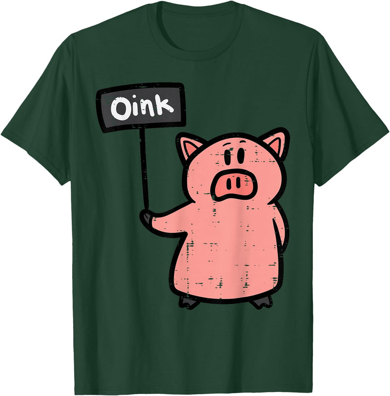 Pig Lover Shirts For Men Women Kids Pig Oink Sign Funny Hog Swine Farm Animal Men Women Kids T-Shirt - Dark Green
