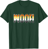 "WOOF!" Gay Bear Pride Flag Text T-Shirt