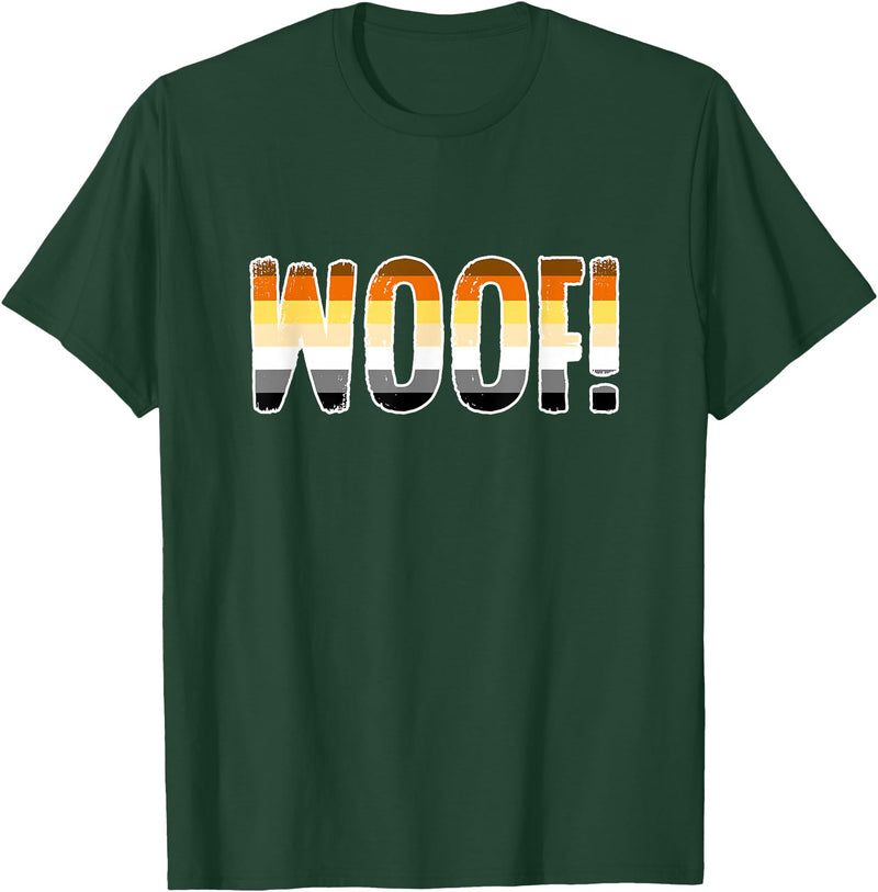 Gay Bear Apparel Woof! - Funny Gay Pride Bear T-Shirt - Dark Green