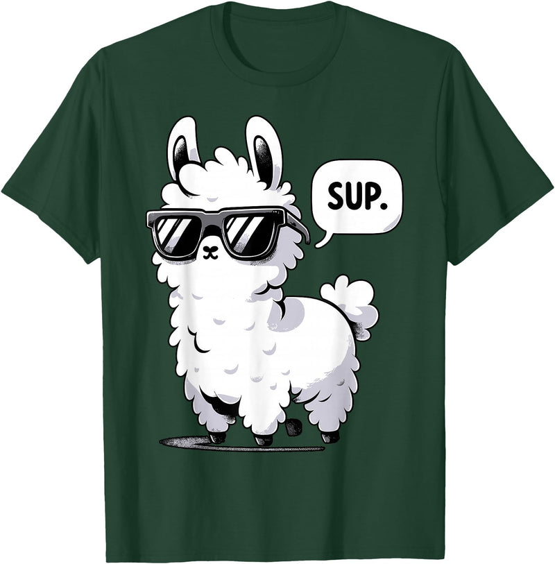 Magical and Funny Llama lover Gifts Alpaca Llama with Sunglasses Sup T-Shirt - Dark Green