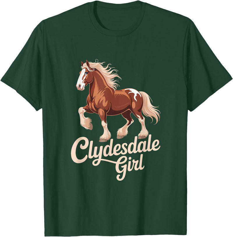 Clydesdale Horse Lovers Club Clydesdale Girl Vintage Horse Equestrian T-Shirt - Dark Green