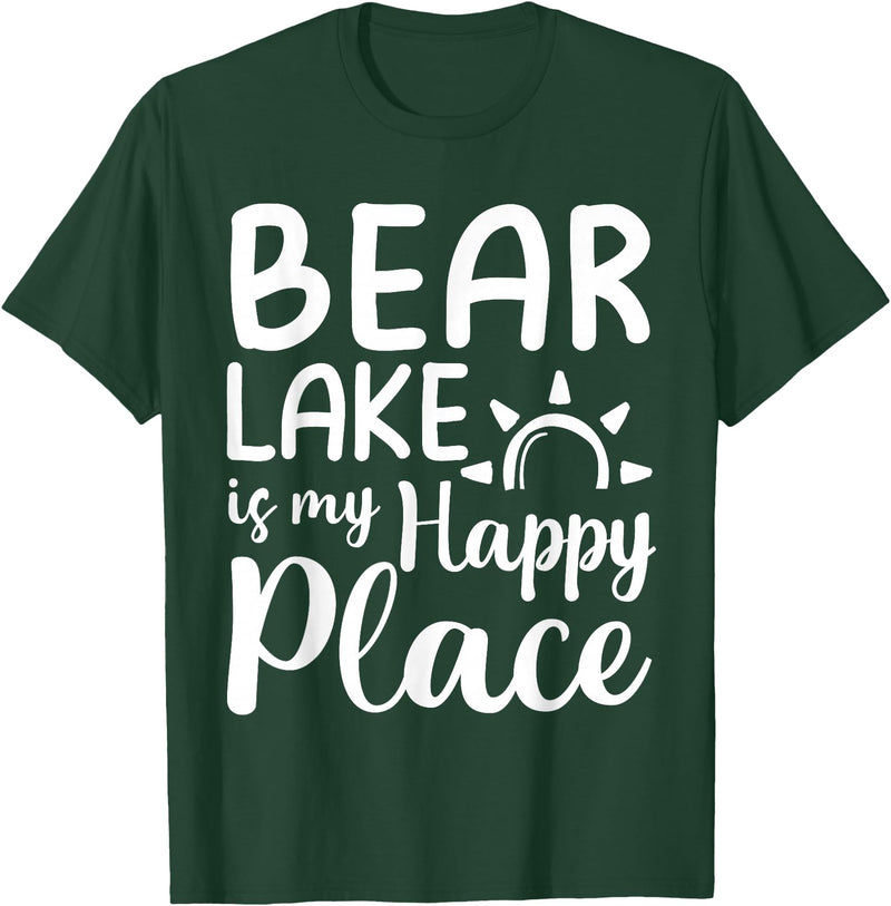 Lake Gifts & Accessories Bear Lake Is My Happy Place - Camping Nature Outdoor Lake T-Shirt - Dark Green