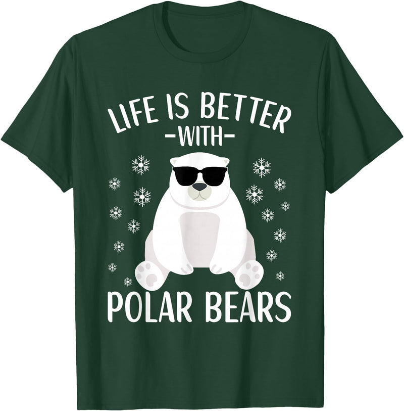 Polar Bears Accessories for Men Women & Kids Life Is Better With Polar Bears Cool Polar Bear for Kids T-Shirt - Dark Green