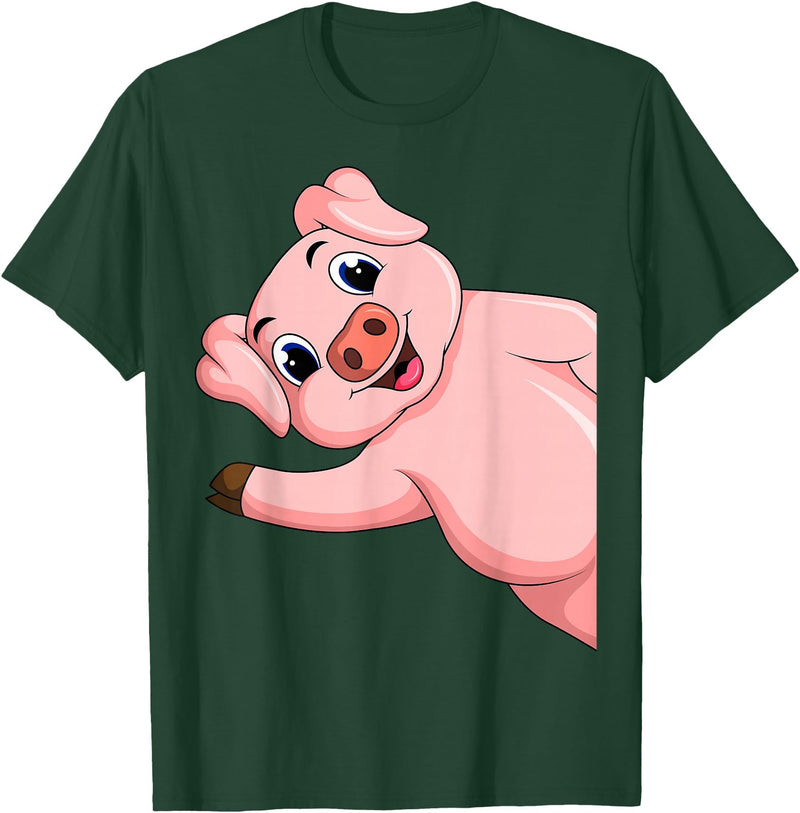 Funny Pig Lover & Owner Gift Ideas Pig Swine Kids Boys Girls Women T-Shirt - Dark Green