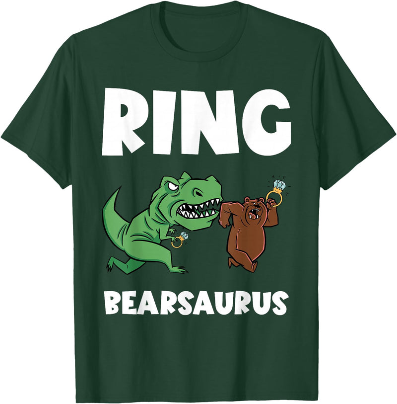 Funny Ring Bearer Wedding Ring Funny Ring Bearer Security Bear Dino Wedding Party Ring T-Shirt - Dark Green