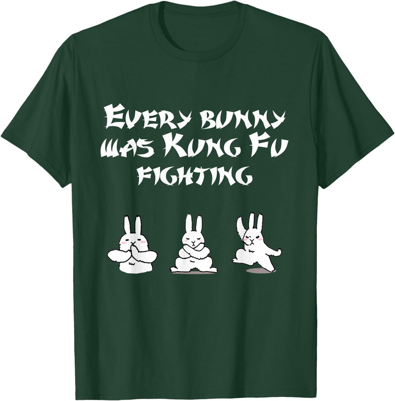 Funny Easter Every Bunny Was Kung Fu Fighting Karate T-Shirt in Dark Green