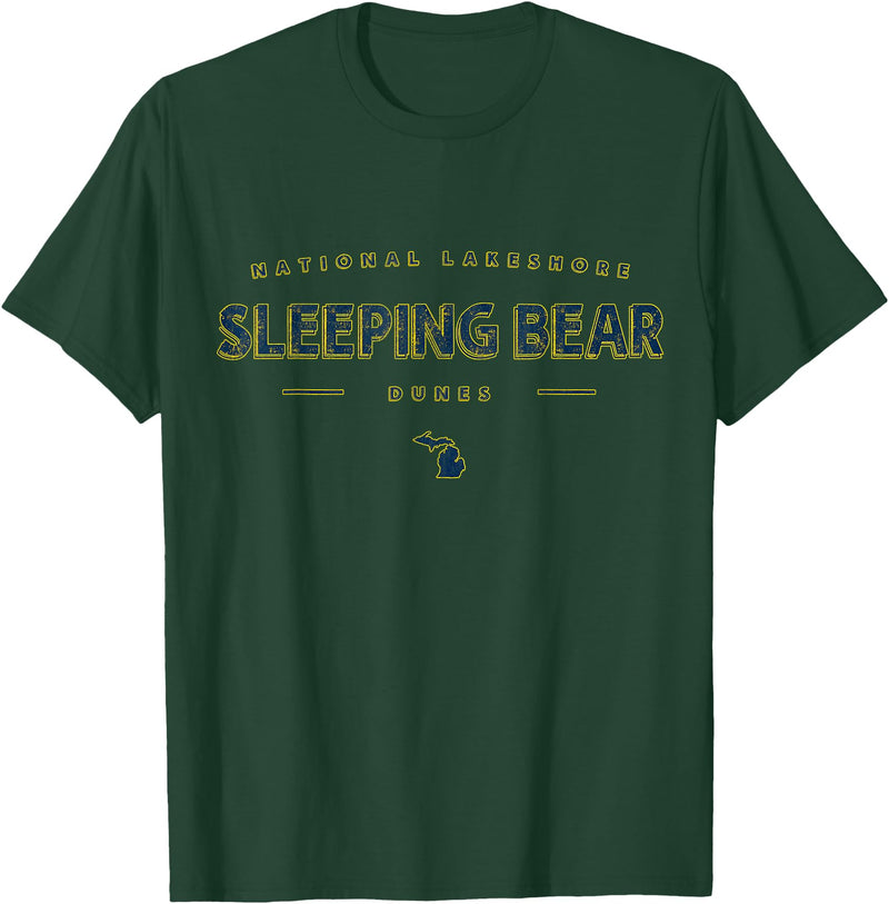 Michigan Style Co. Sleeping Bear Dunes National Lakeshore Michigan T-Shirt - Dark Green