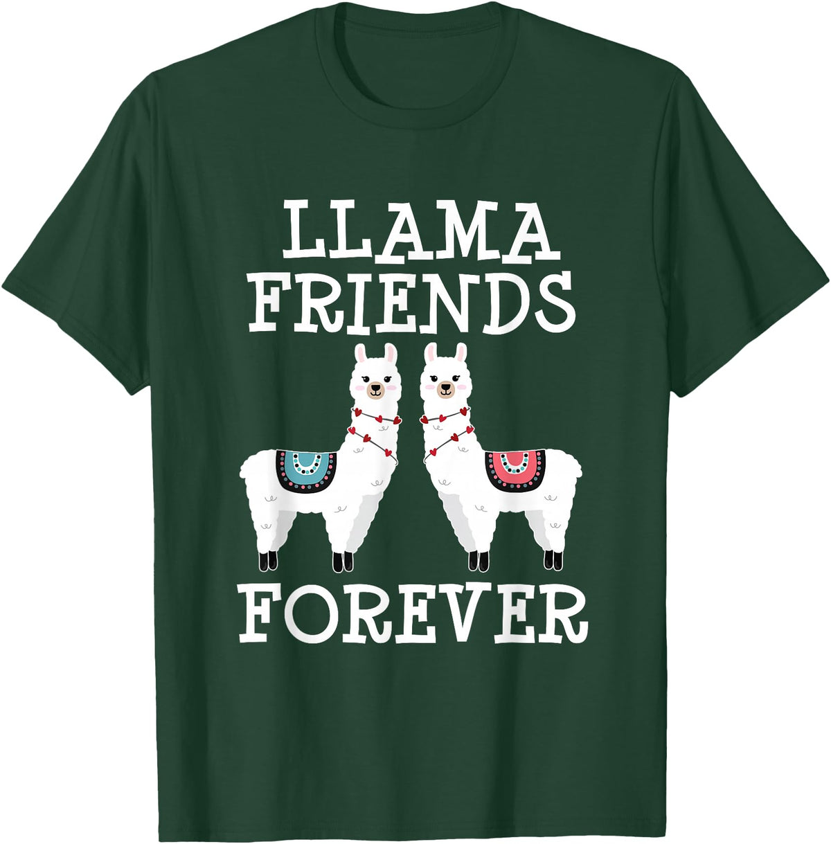 Llama Friendship Girls Llama Friends Girls Women Llama Friendship T-Shirt - Dark Green