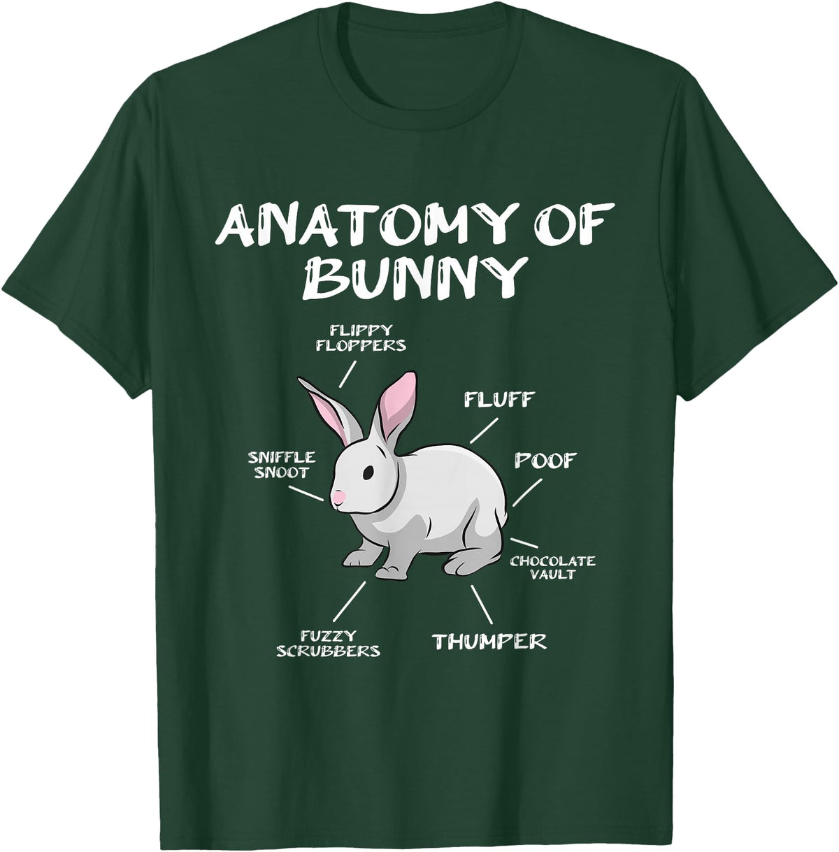 Funny Bunny Rabbit Anatomy Cute Rabbit Humor Joke T-Shirt in Dark Green