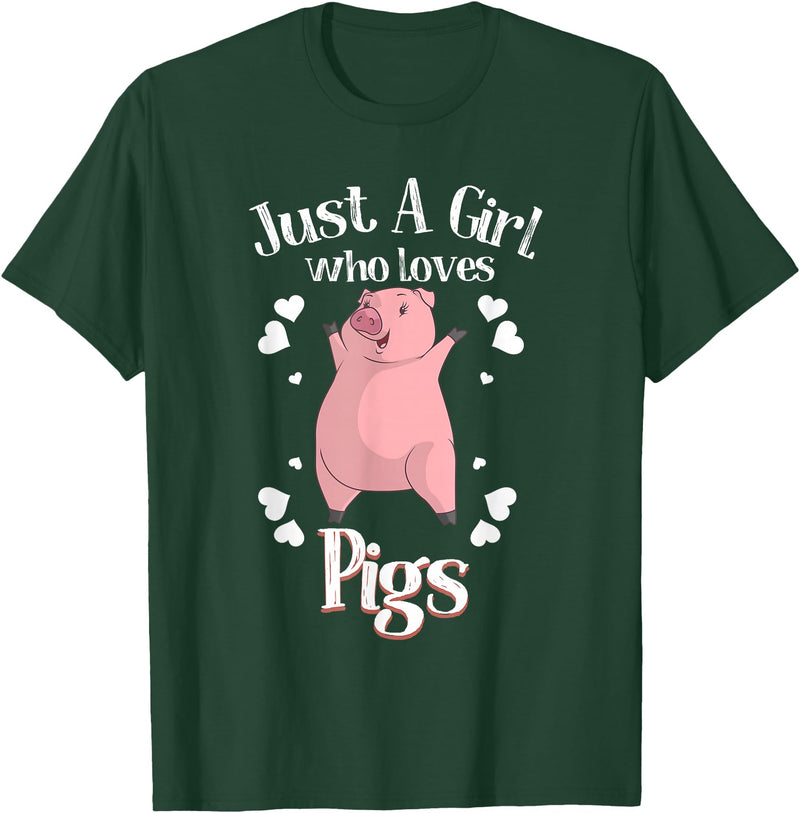 Cool Animal Farmers Year Of Pig Women Girl Designs Funny Just A Girl Who Loves Pigs Gift | Cute Mini Piggy Kids T-Shirt - Dark Green
