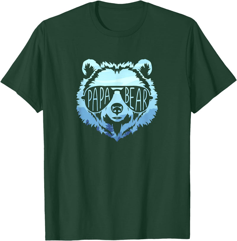papa Grizzly in sunglasses Papa Bear Vintage Graphic T-Shirt - Dark Green