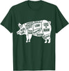 Pig Diagram T-Shirt | Butcher T-Shirts Pig and Pork Diagram Shirt, Butcher Shirt, Bacon Tee T-Shirt - Dark Green