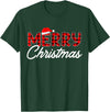 Merry Christmas Buffalo t -shir t Merry Christmas Buffalo Plaid Red Santa Hat Xmas Pajamas T-Shirt - Dark Green