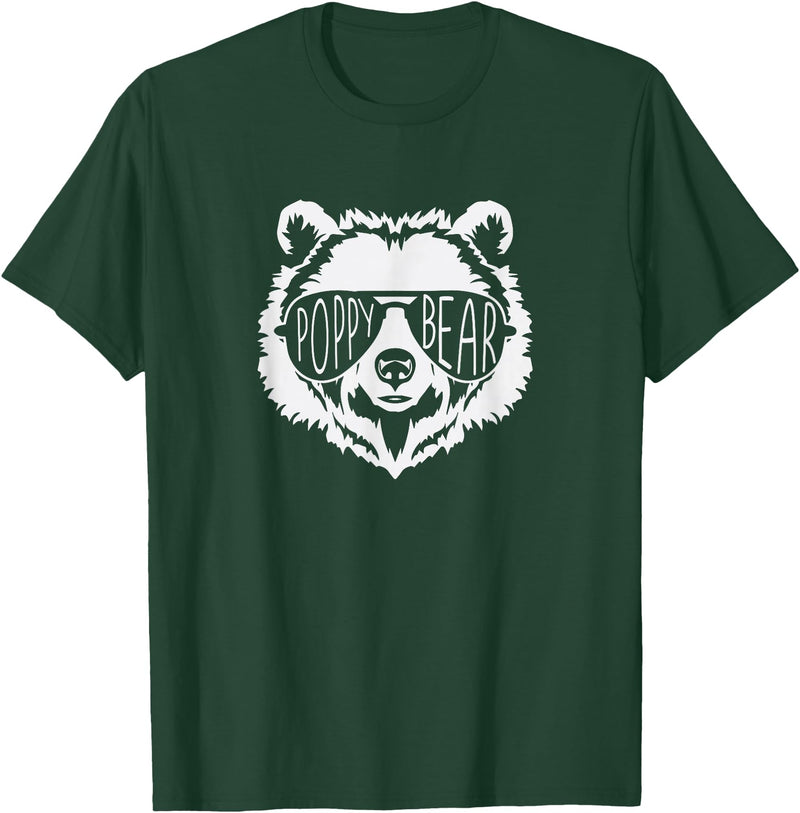 poppy Bear Family Apparel Poppy Bear Face with Sunglasses T-Shirt - Dark Green