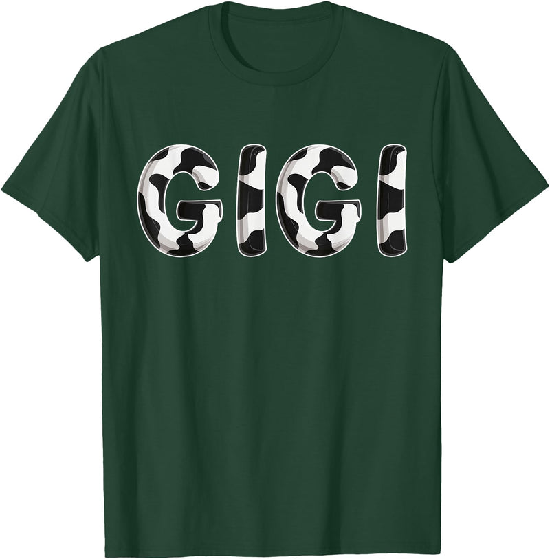 Cow Pattern Print Family Matching Birthday Shirts Cow Gigi Birthday Family Matching Mothers Day Boy Girl Farm T-Shirt - Dark