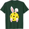 Cute Rabbit Lover Bunny Graphic T-Shirt (Black) in Dark Green