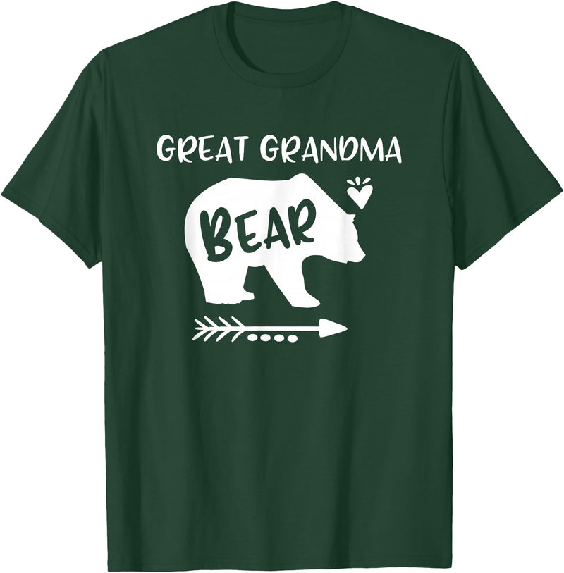 HustlaGirl Great Grandma Bear Shirt Heart & Arrow Great Grandma Gifts T-Shirt - Dark Green