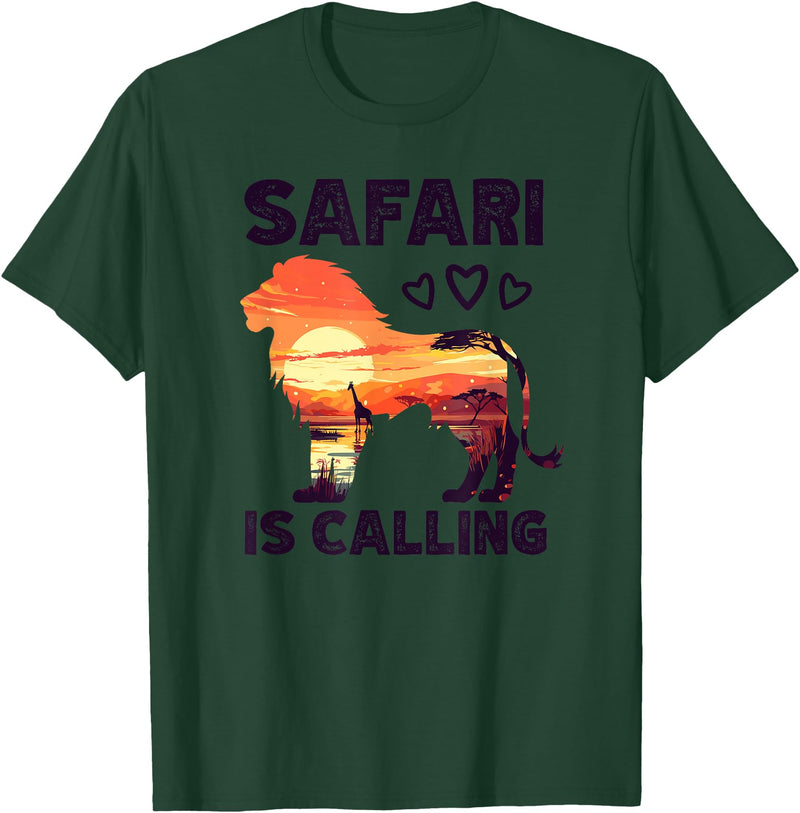 Special Lion Safari Gifts Lion Safari Is Calling T-Shirt - Dark Green