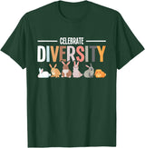 Celebrate Diversity Breeder for Rabbit Lovers T-Shirt in Dark Green