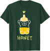 atelier mushroom HONEY Sweet Honey Bear Honey Bottle & Yellow Heart Graphic T-Shirt - Dark Green