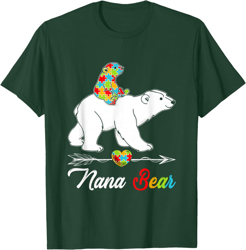 Cute Nana Bear Autism Awareness Graphic Cute Nana Bear Autism Awareness Autistic Family Lover T-Shirt - Dark Green