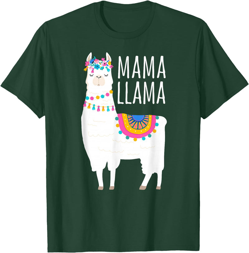 Mama Llama Lover Gifts by Memme Mama Llama Shirt for Women T-Shirt - Dark Green