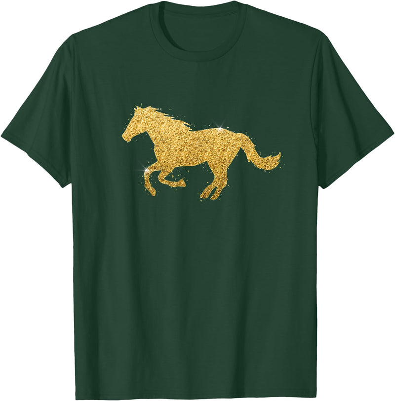 Glittery Horse Shirts and Apparel Young equestrian sparkly horse shirt for girls or boys T-Shirt - Dark Green