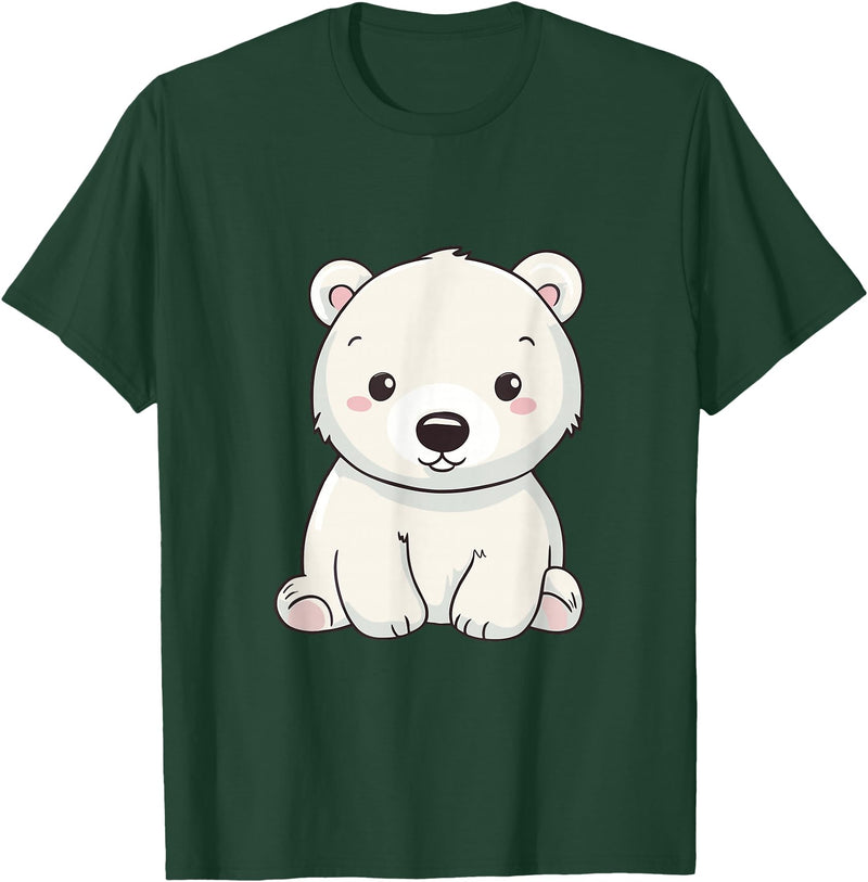 Polar Bears Shirts Cute Kawaii Polar Bears Lovers Gifts, White Bears T-Shirt - Dark Green