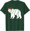 Funny Christmas Polar Bear Holiday Gifts Polar Bear Christmas Santa Hat Lights Xmas Gifts T-Shirt - Dark Green