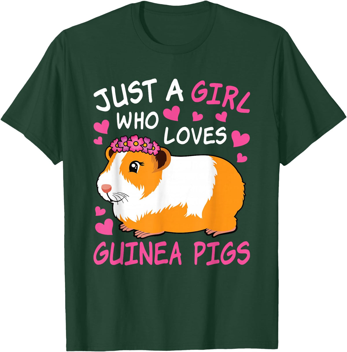 EDILILU Just A Girl Who Loves Guinea Pigs Cute Guinea Pig Lover T-Shirt - Dark Green
