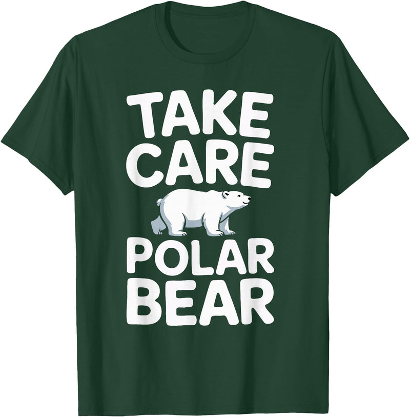 Humdinger Tees Take Care Polar Bear T-Shirt - Dark Green