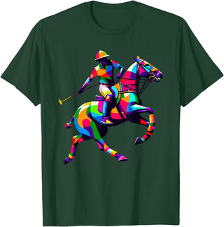 Horseback Riding Gift For An Equestrian Pop Art Polo Horseback Riding Horses Equestrian Horse T-Shirt - Dark Green
