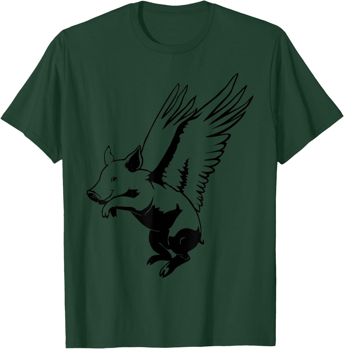 Flying Pig Funny Animals Flying Pig with Wings Fly Pig Lovers T-Shirt - Dark Green